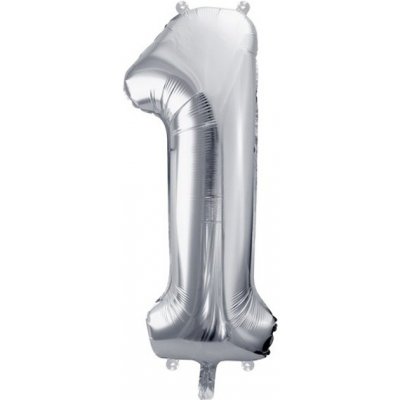 PartyDeco Fóliový balónek číslo 1 stříbrný 86 cm – Zboží Dáma