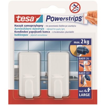 tesa Samolepicí háček bílý hranatý, 2 kusy se 4 Powerstrips Large – Hledejceny.cz
