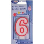 Wimex Svíčka číslice 6 červená 7 5cm – Zboží Dáma