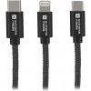 usb kabel NATEC vícekonektorový kabel 3v1 USB Micro + Lightning + USB-C, textilní opletení, 1m (NKA-1202)
