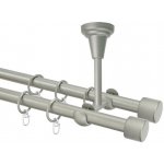 OK-GarnýžeCZ Garnýž kovová dvouřadá 16mm Pullo double stříbrná mat 100 cm do stropu / kroužky s háčkem – Hledejceny.cz