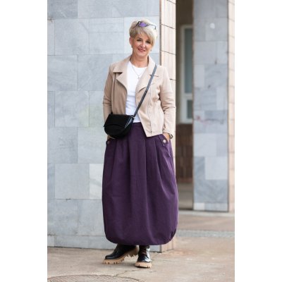 Italy fashion manšestrová sukně NESIE temně fialová – Zboží Dáma