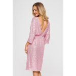 Šaty s výstřihem na zádech M716 světle růžové – Zboží Mobilmania