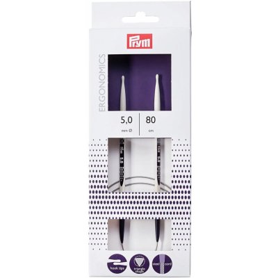 Prym pletací jehlice PRYM ERGO 215806, ergonomické plastové, kruhové, 1 kus, délka 80cm, velikost 5mm – Sleviste.cz