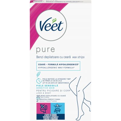 Veet Pure depilační pásky na nohy a tělo pro citlivou pokožku 20 ks – Zboží Mobilmania