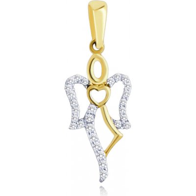 Minet JMG0235WGP00 Zlatý přívěs anděl s bílými zirkony – Hledejceny.cz