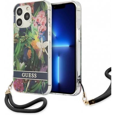 Pouzdro Guess iPhone 13 Pro / 13 Flower Strap modré – Zboží Živě