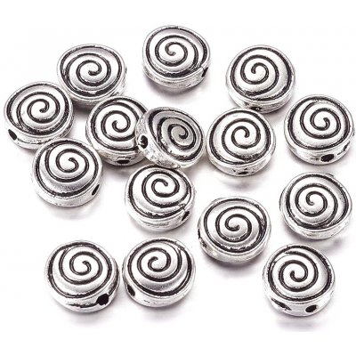 Kovový oddělovací korálek - starostříbrný - spirála - 8 x 8 x 3 mm - 1 ks – Zboží Dáma