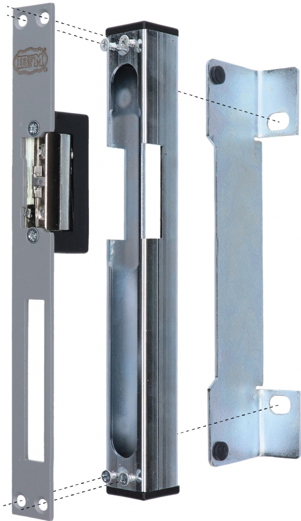 Set - dorazová kazeta pravá/levá EZK310 (260x30x30 mm) + elektrický zámek EZ332 s lištou