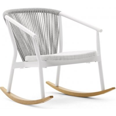 Varaschin Houpací křeslo Smart, 71x88x75 cm, rám hliník a iroko, výplet textilen a lanko, bez sedáku a opěrného polštáře – Hledejceny.cz