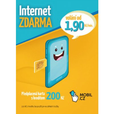 MOBIL.CZ Předplacená karta s kreditem 200Kč – Zboží Mobilmania