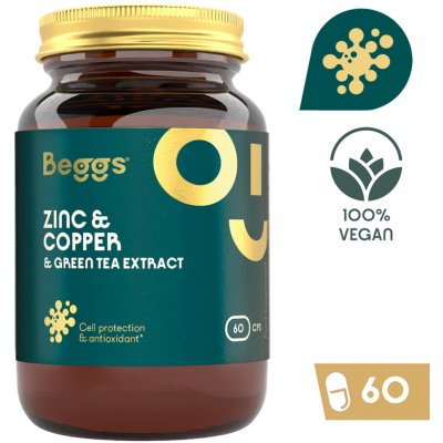 Beggs Zinc + Copper + Green tea extract 60 kapslí – Hledejceny.cz