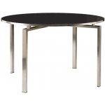 Nerezový jídelní stůl Mercury, Barlow Tyrie, kulatý 120x74 cm, nerezový, skleněná deska zeleno-bílá (sea ice) – Zboží Mobilmania