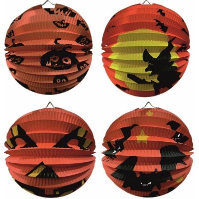 Lampion HALLOWEEN kulatý 23cm (dýně, malé dýně, čarodejnice, netopýr) – Hledejceny.cz