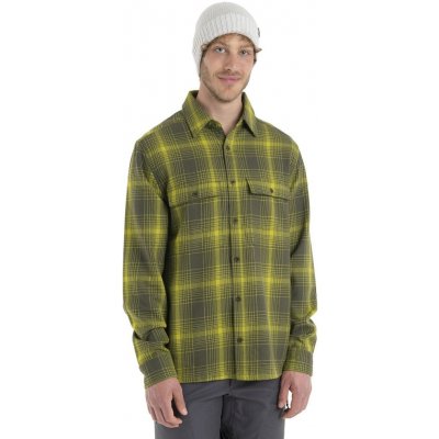 Icebreaker Dawnder LS flannel shirt plaid loden/bio lime – Zboží Mobilmania