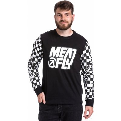 Meatfly pánské tričko s dlouhým rukávem Judgement Checkered Black