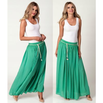 Fashionweek dlouhá maxi letní sukně ze vzdušného materiálu+pasek ZIZI278 zelená