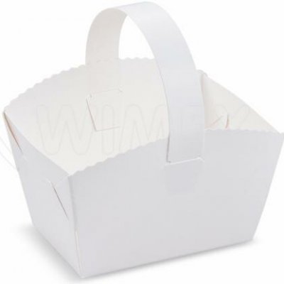 Svatební košíček (PAP-Recy) s ouškem bílý 10 x 8 x 6 cm [50 ks] – Zboží Dáma