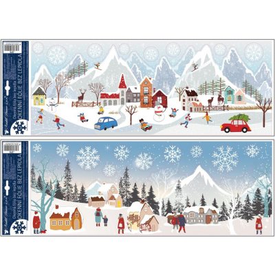 ANDĚL Okenní fólie zimní vesnička s glitrem 21 x 59,5 cm – Hledejceny.cz