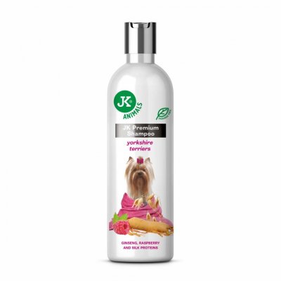 JK ANIMALS Prémiový šampon pro Jorkšírské teriéry (Yorky), 250 ml, s výtažky z ovsa, malin a ženšenu – HobbyKompas.cz