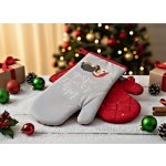 Vánoční kuchyňské rukavice chňapky HAPPY FRIENDS PEJSEK šedá/červená 19x30 cm 100% bavlna ESSEX – Zbozi.Blesk.cz