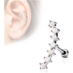 Šperky4U cartilage piercing do ucha opálově růžové kamínky CP1031-OP