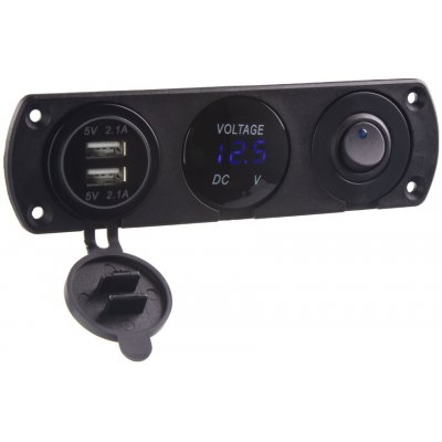 STU 47171 Panel s 1x spínačem, voltmetr + 2x USB zásuvka, 12/24V | Zboží Auto