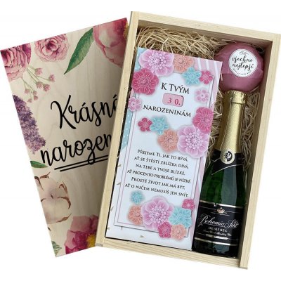 dárková dřevěná bedna k narozeninám pro ženy malá – Sleviste.cz