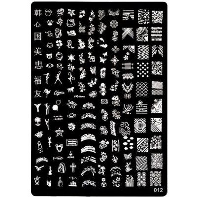 IngiNails Kovová destička XL na zdobení nehtů razítkováním 012 – Zboží Mobilmania