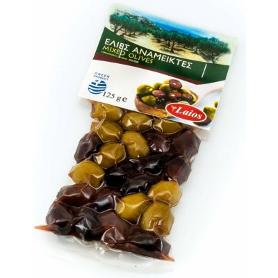Laios Mix černé a zelené olivy s peckou vakuum 125g – Zboží Dáma