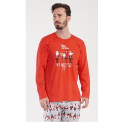 Santa pánské pyžamo dlouhé červené
