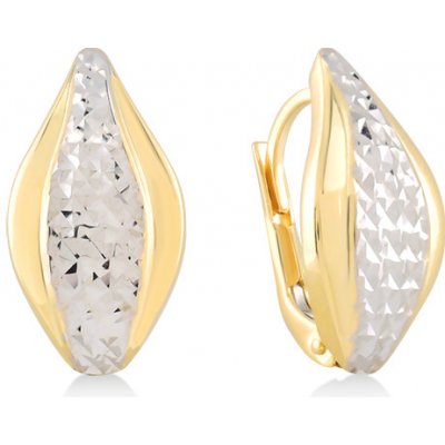 Lillian Vassago patentové náušnice s gravírem kombinované zlato LLV06-GER212 – Zboží Mobilmania