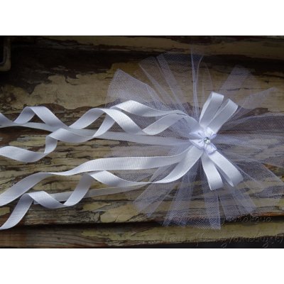 Svatební mašle tylová - bílé taftové mašličky – Sleviste.cz