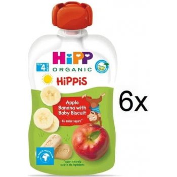 HiPP BIO Hippies Jablko-Banán-Baby sušenky 6 x 100 g