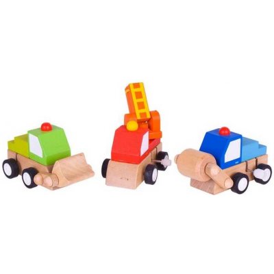 Bigjigs Toys Dřevěná barevná autíčka na natahování – Zboží Mobilmania