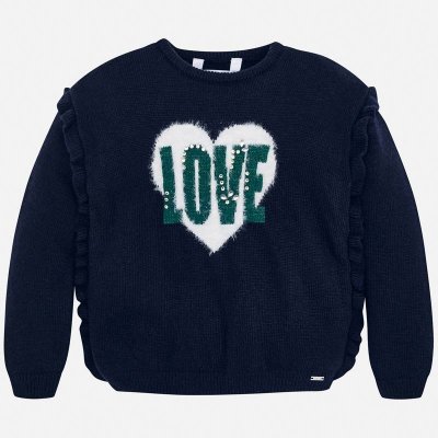Mayoral svetr s volánky Love tmavě modrý – Zboží Dáma