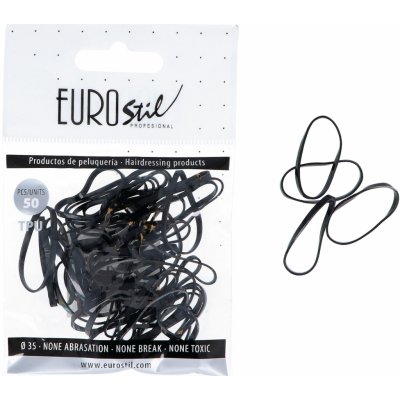 Gumičky do vlasů Eurostil Profesional TPU Hair Elastics For Hairstyles - černé, 50 ks (06809)