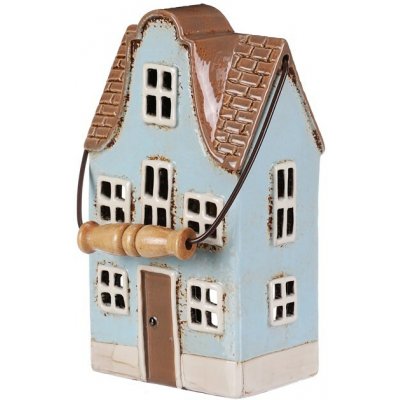 Keramický domeček na čajovou svíčku - světle modrý – Zboží Dáma