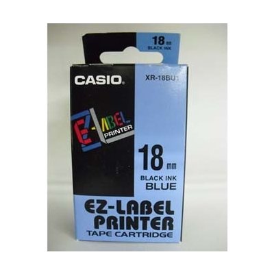 Casio originální páska do tiskárny štítků, Casio, XR-18BU1, černý tisk/modrý podklad, nelaminovaná, 8m, 18mm – Hledejceny.cz