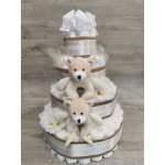 Pastell decor Plenkový dort pro dvojčata čtyřpatrový originální dárek Varianta: Pro holčičku a chlapečka, Velikost plenek: Vel. 2 Miminko váží 3 až 6 kg – Hledejceny.cz