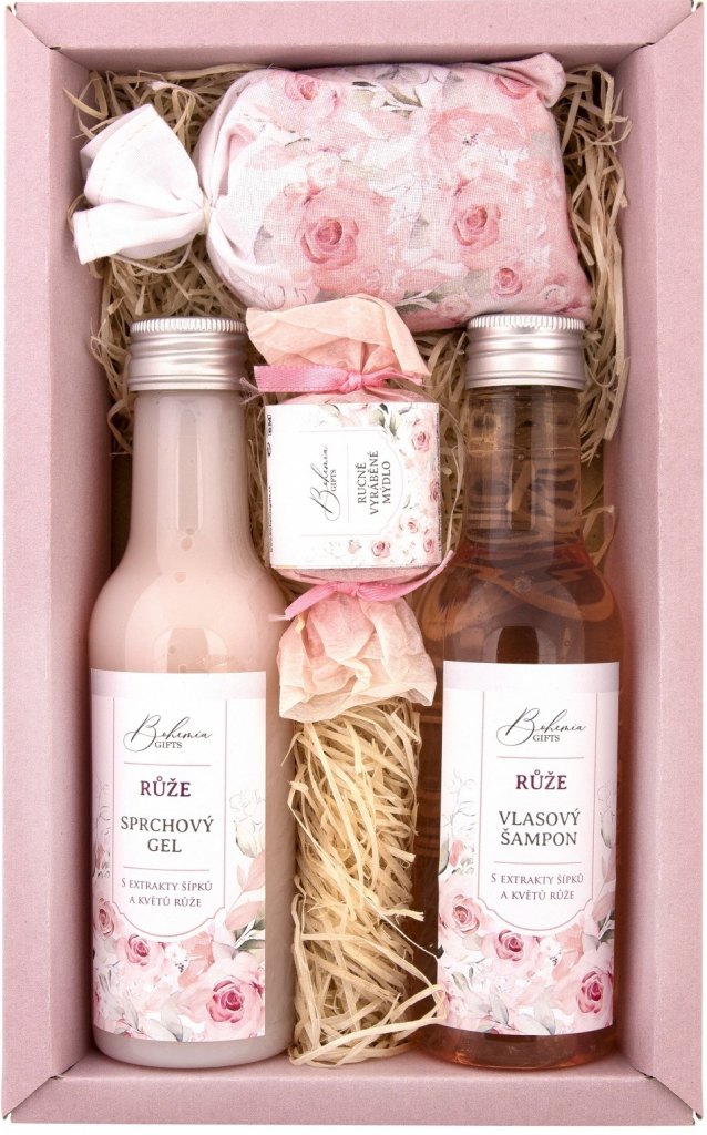 Bohemia Herbs Rosarium s vůní růží sprchový gel 200 ml + šampon na vlasy 200 ml + koupelová sůl 150 g + toaletní mýdlo 30 g dárková sada