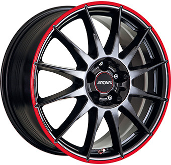 Ronal R54 7x17 5x112 ET45 jetblack red rim