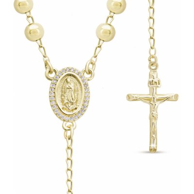 Biju Pozlacený růženec 14k ovál se zirkony, kuličky 3002194 – Zboží Dáma