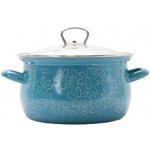 BELIS Smaltovaný hrnec se skleněnou poklicí 18 cm 2,6 l FLOWER 51018-155DDF05 – Zboží Dáma