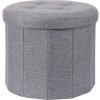 Home Styling Collection Pouf s prošívaným sedlem OTTOMAN, Ø 45 x 39 cm, šedá