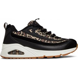 ! ! Skechers Leopard Printed Canvas Circular Dur Low-Top Trainers Womens Black/Leop Prnt