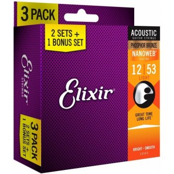 Elixir Nanoweb Acoustic 16545 3 Pack