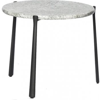 Tribu Hliníkový odkládací stolek Branch, Tribu, kulatý 50x43cm, rám hliník šedobéžová (linen), deska beton tmavě šedá (wenge)