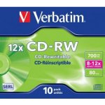 Verbatim CD-RW 700MB 8-12x, jewel, 10ks (43148) – Hledejceny.cz