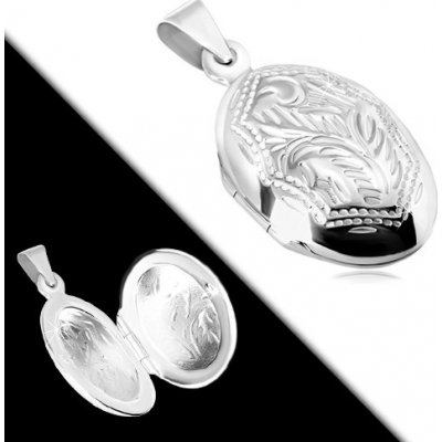 Šperky eshop Stříbrný 925 přívěsek medailon oboustranně zdobený ovál s přírodním motivem R38.22 – Zboží Mobilmania